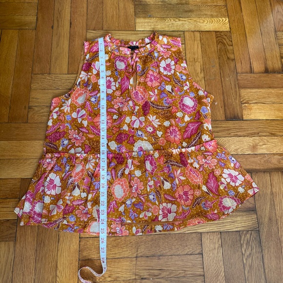 Ann Taylor Loft Silk Vibrant Floral Blouse - Orange and Pink - Large - Picture 7 of 9